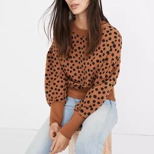 Madewell Pleat-Sleeve Sweatshirt in Leopard Dot